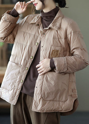 Drune | Khaki Knopf Locker Niedrig Hoch Design Winter Daunenmäntel