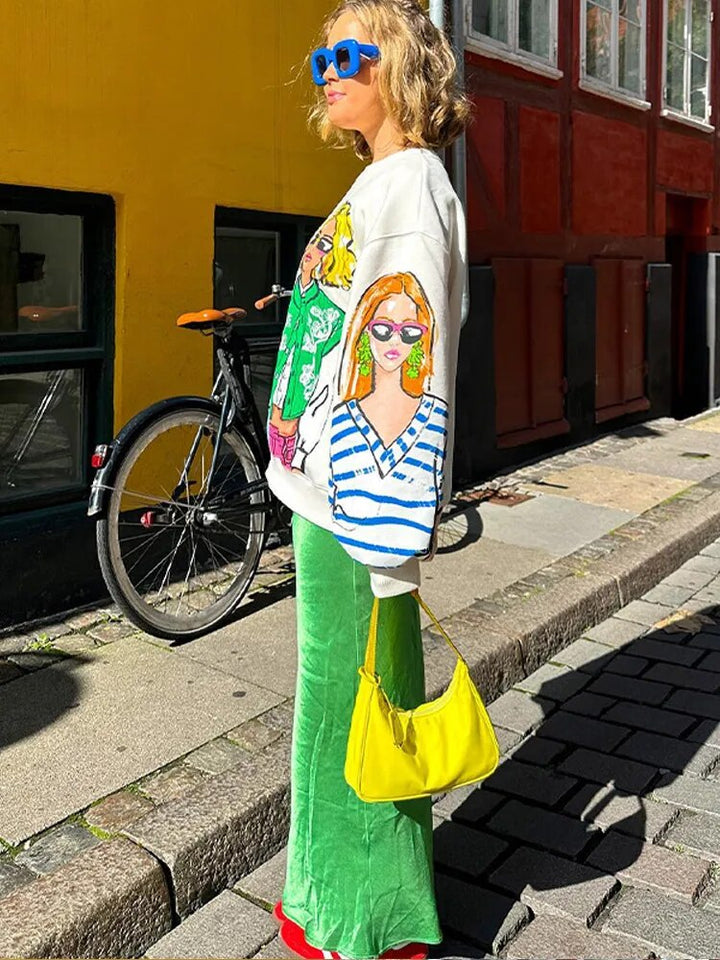 Drune | Sweatshirt Gemütlich Pullover Übergroßes Sweatshirt Damenbekleidung