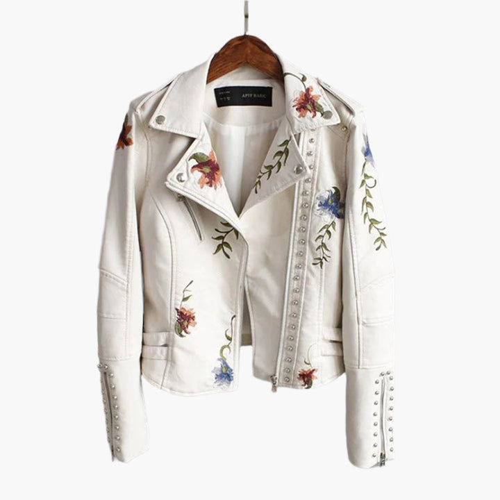 Drune | Bikerjacke Mit Blumenmuster Für Damen - Kurz