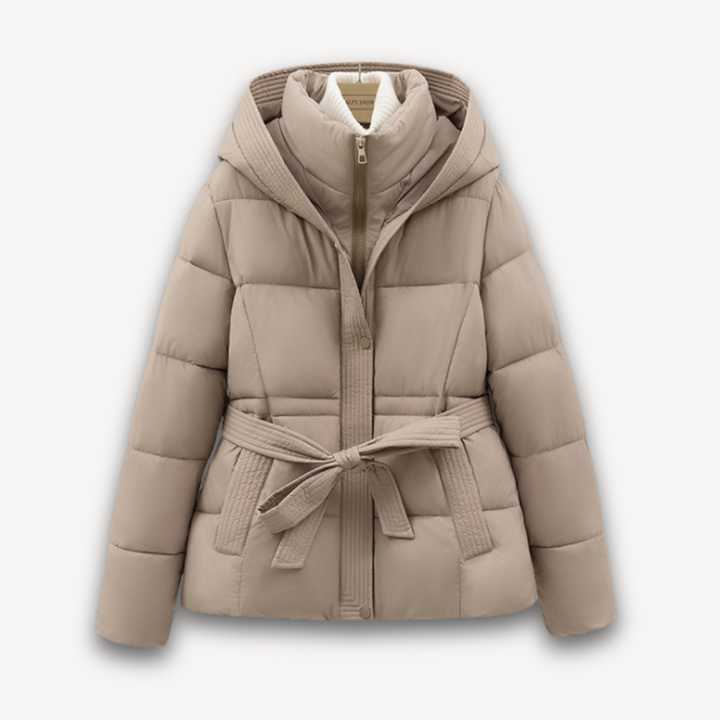 Drune | Damen Pufferjacke mit Kapuze und Gürtel