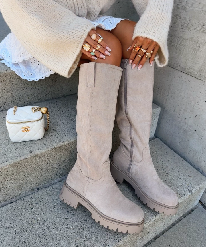 Drune | Beige Ankle Boots für Frauen mit gepolsterter Innensohle und gefüttert Innenraum – Bequeme Stiefeletten für den Alltag