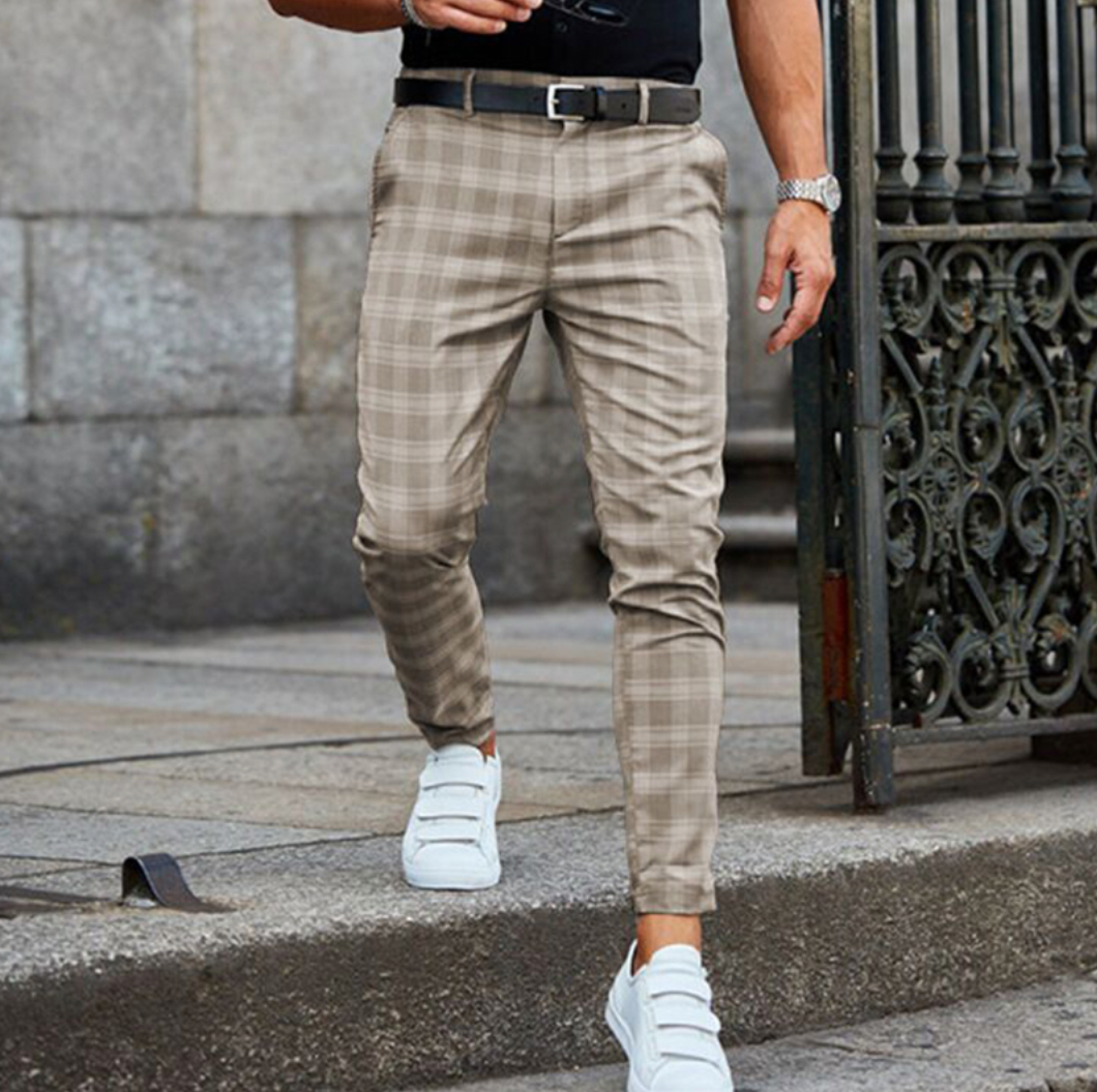 Drune | Karohose Slim Fit - Elegante Anzughose mit Stretch für Business, Streetstyle & Alltag