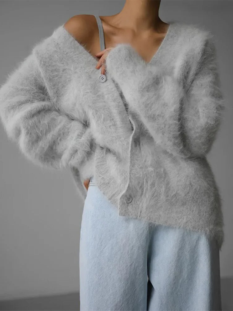 Drune | Kaschmir-Cardigan für Damen | Weicher Cardigan für Damen | Klassischer Cardigan mit Knöpfen