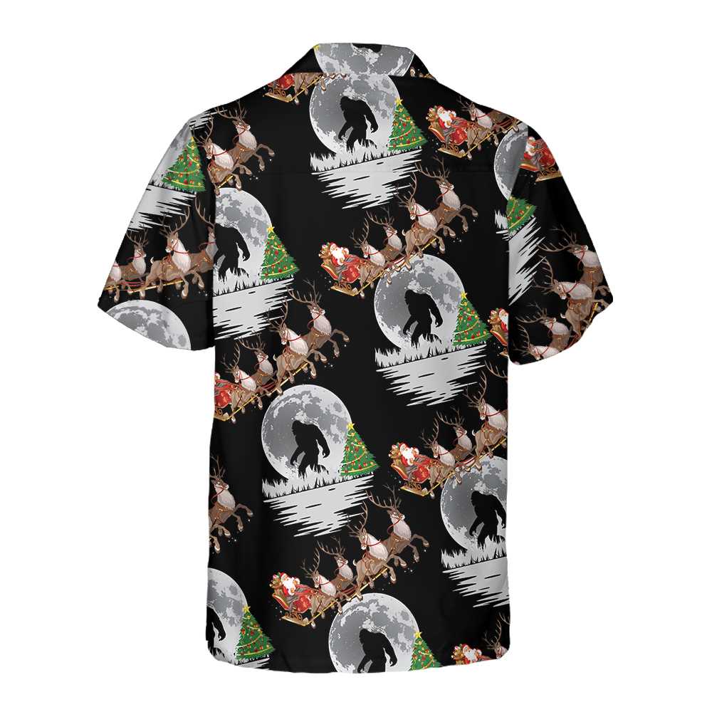 Drune | Bigfoot & Weihnachtsmann an Weihnachten Hawaiian Shirt, Lustiges Weihnachtshemden für Männer