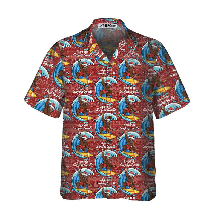 Drune | Bigfoot Surfen Weihnachten Hawaiian Shirt, Lustiges Weihnachten Bigfoot Shirt, Beste Xmas Geschenkidee