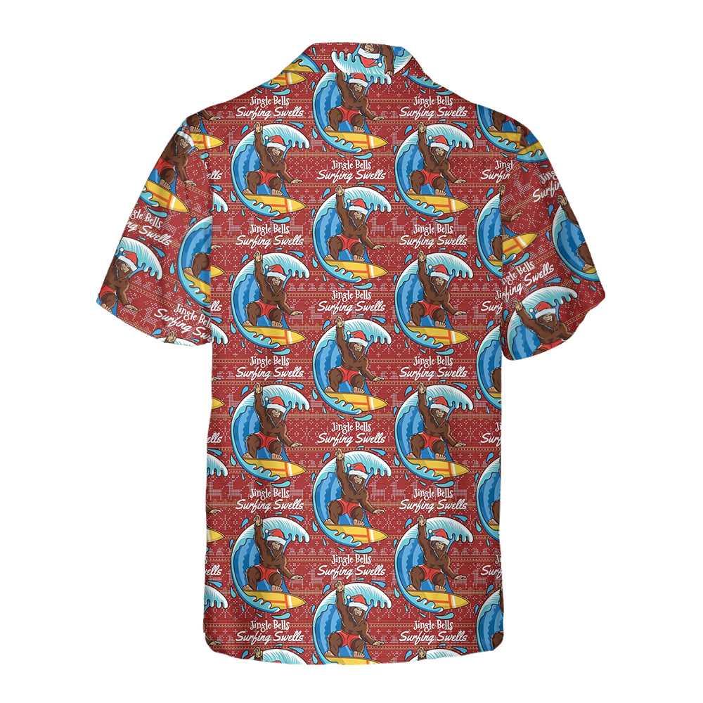 Drune | Bigfoot Surfen Weihnachten Hawaiian Shirt, Lustiges Weihnachten Bigfoot Shirt, Beste Xmas Geschenkidee