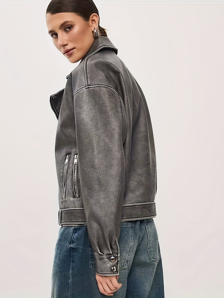 Drune | Damenjacke Aus Übergröße Leder mit Gürtel