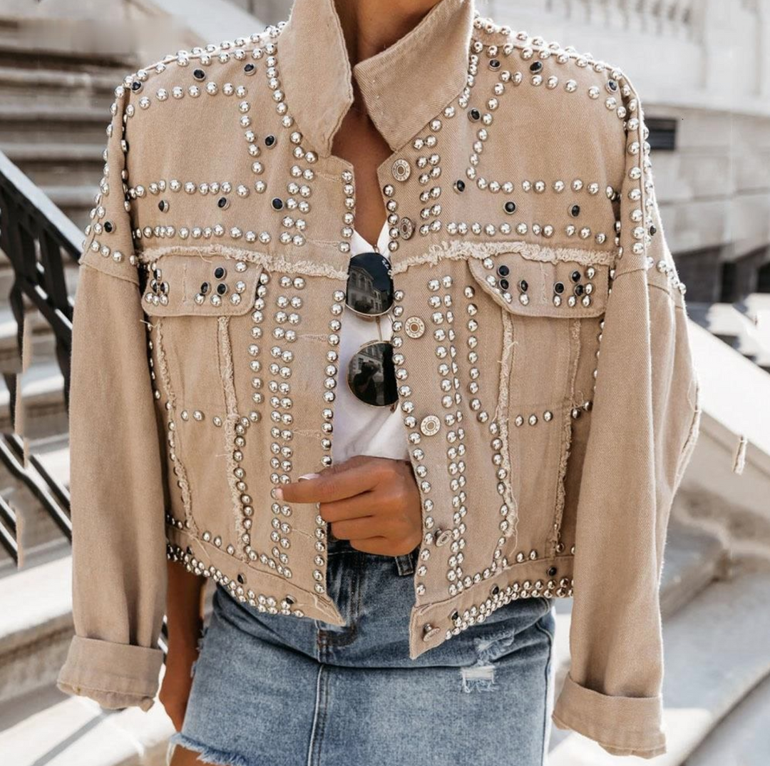 Drune | Damen Studded Bomberjack mit Knopffront