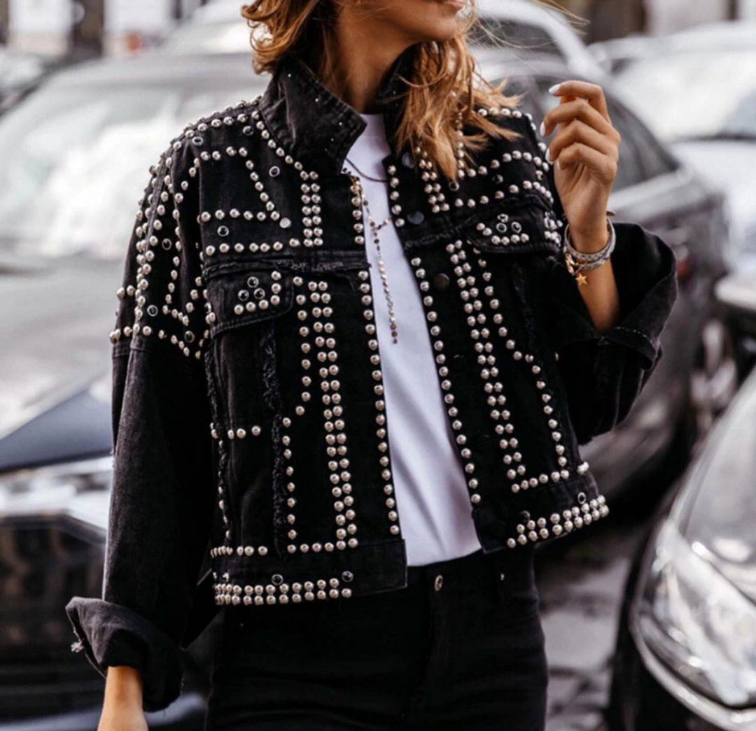 Drune | Damen Studded Bomberjack mit Knopffront
