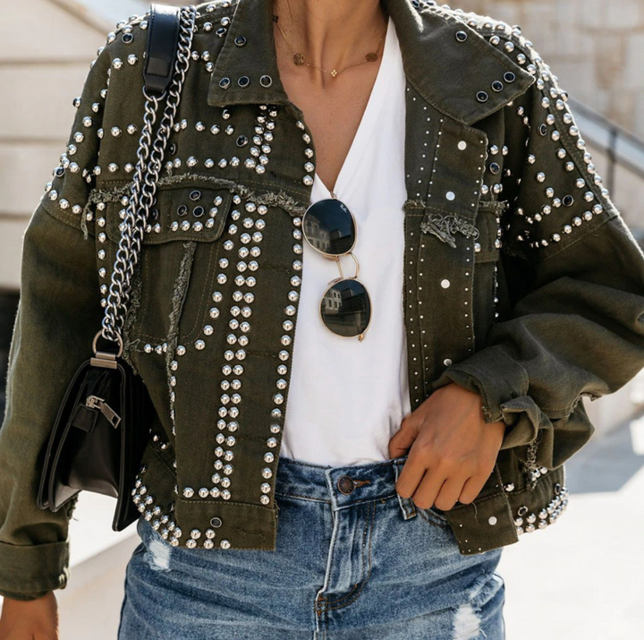 Drune | Damen Studded Bomberjack mit Knopffront