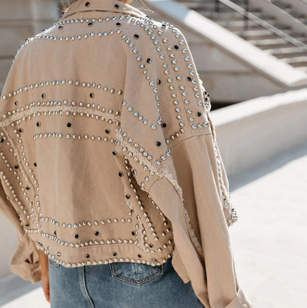 Drune | Damen Studded Bomberjack mit Knopffront