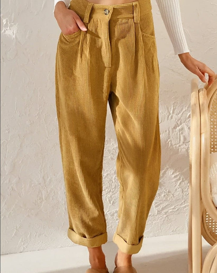 Drune | Elegante Cordhosen für Damen mit Hohem Bund