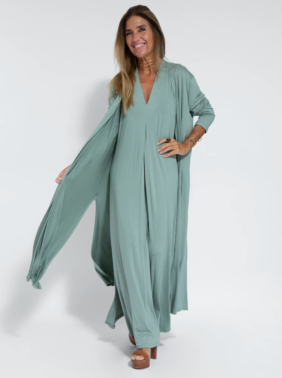 Drune | Set mit Langem, Schlank Machendem Kleid und Weste
