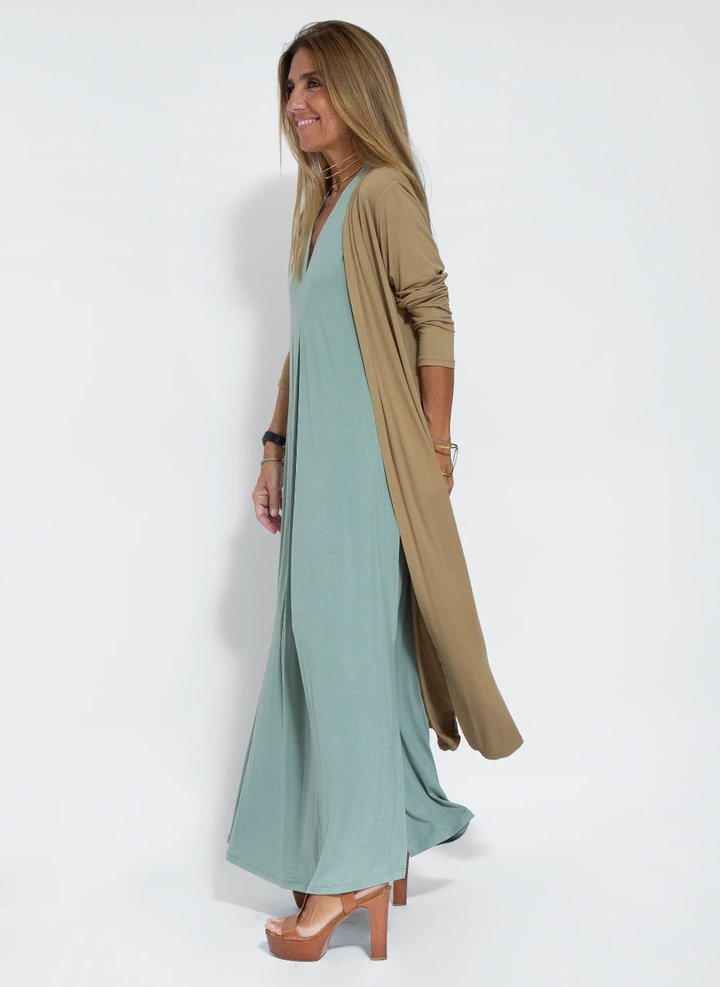 Drune | Set mit Langem, Schlank Machendem Kleid und Weste