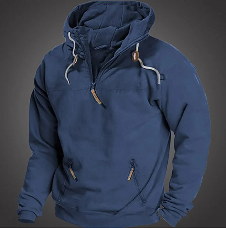 Drune | Herren Hoodie - Halbzipper vorne mit Kordelzugkapuze