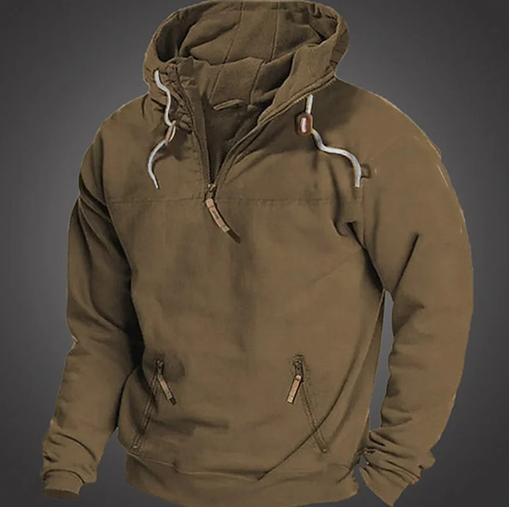 Drune | Herren Hoodie - Halbzipper vorne mit Kordelzugkapuze