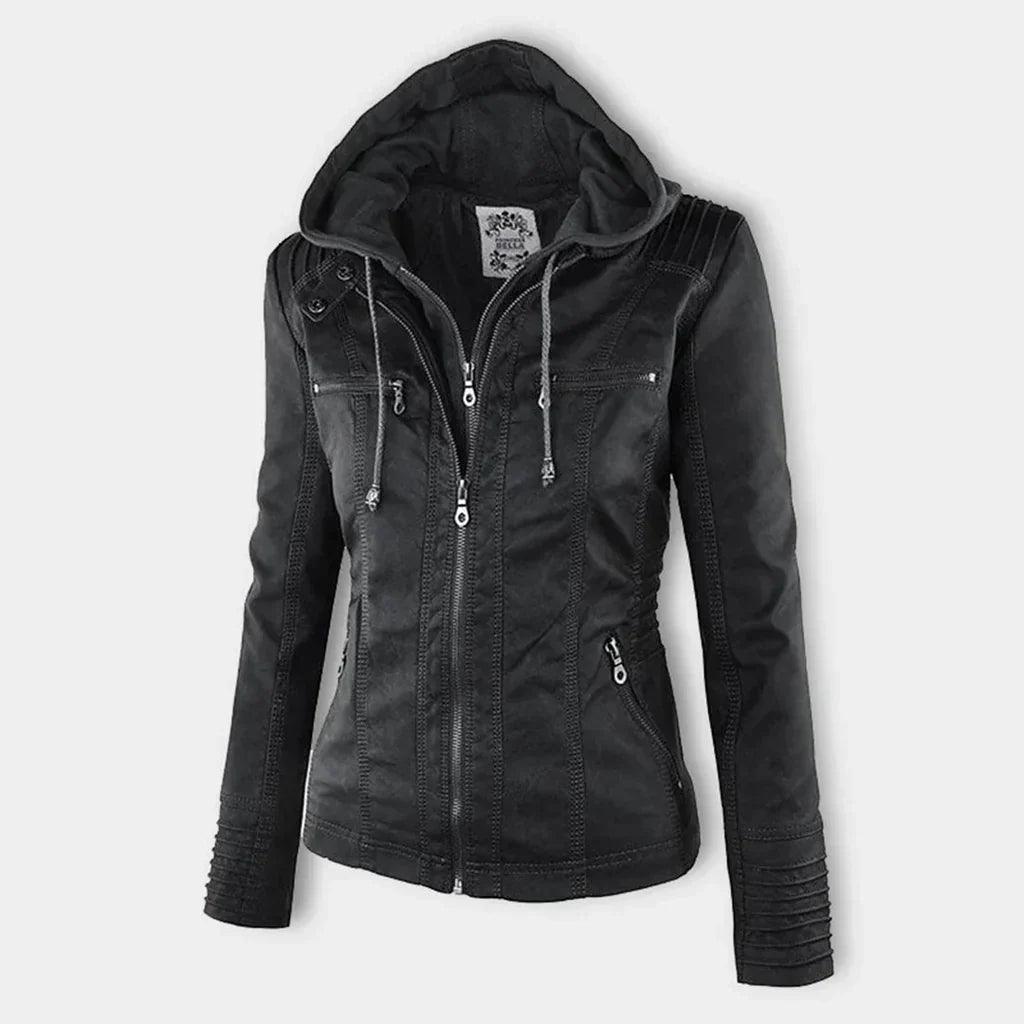 Drune | Damenlederjacke mit Kapuze