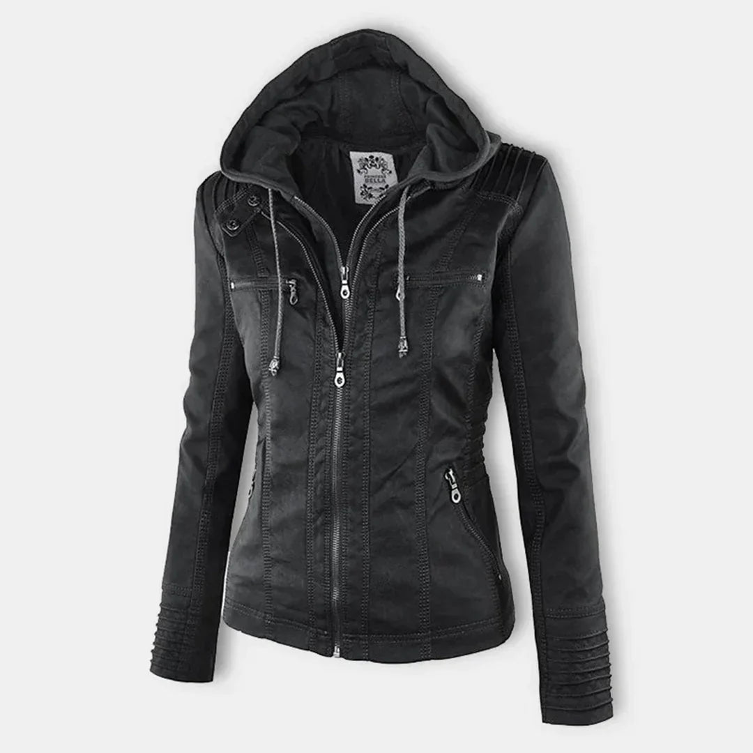 Drune | Elegantes Motorradjacke Mit Kapuze Aus Hochwertigem Leder