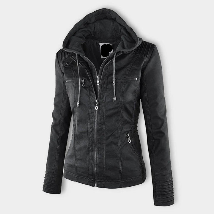 Drune | PU Lederjacke mit Kapuze - Stylisch & Vielseitig - Mit Reißverschluss - Lässige Herbst- & Winterbekleidung