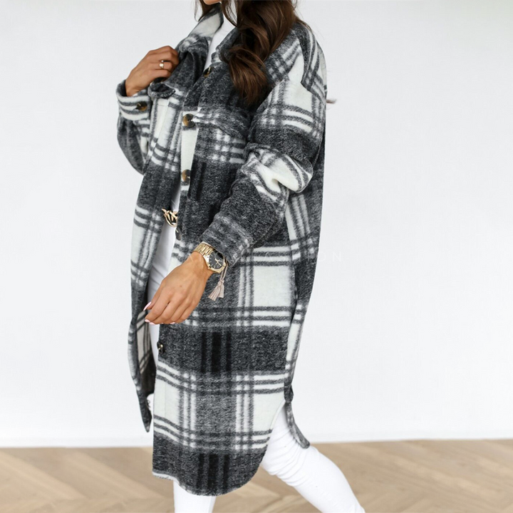Drune | lange Winterjacke Damen - stylische Jacke mit Knöpfen