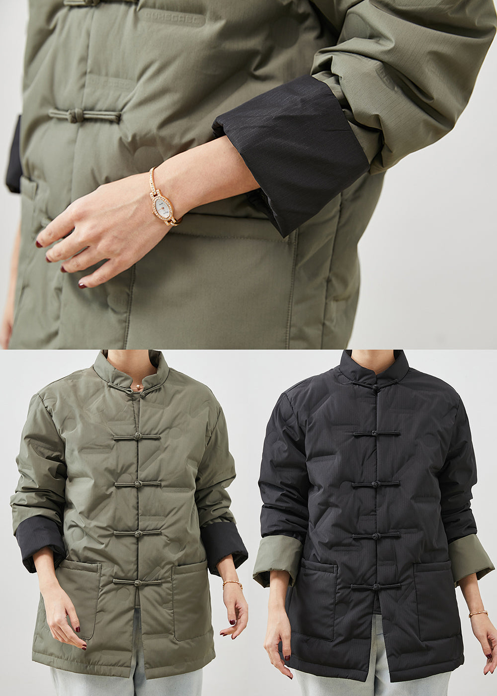 Drune | Oriental Fine Cotton Filled Coats Mandarin-Kragen