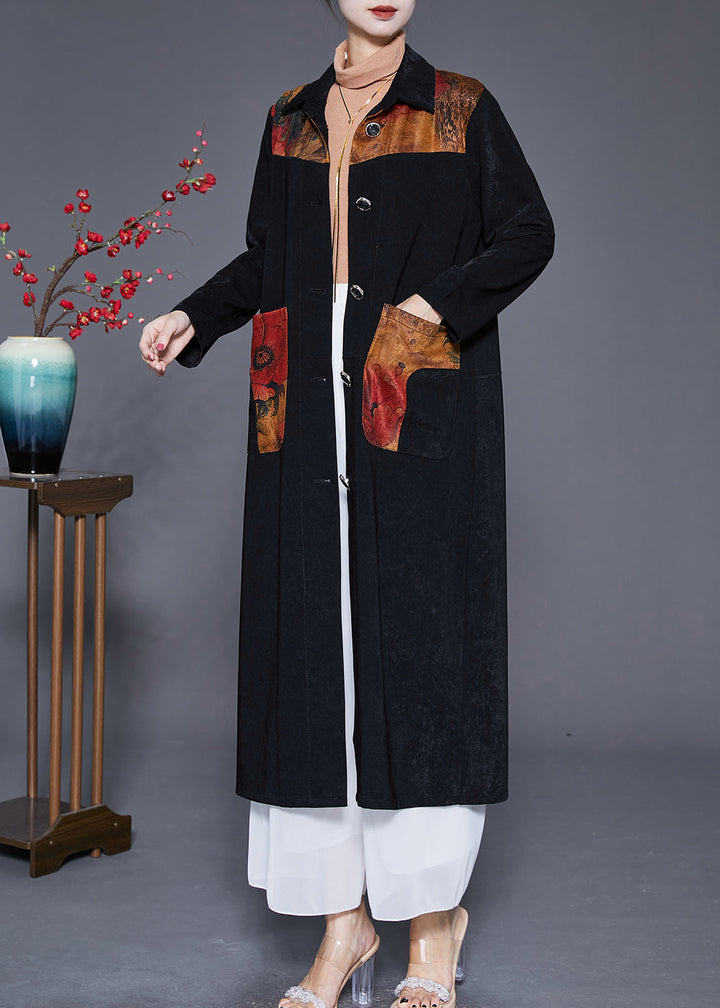 Drune | Patchwork Trenchcoats Übergrößen Knopfverschluss
