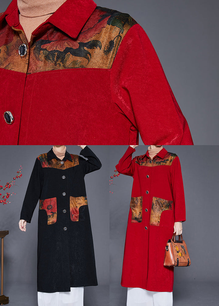 Drune | Patchwork Trenchcoats Übergrößen Knopfverschluss
