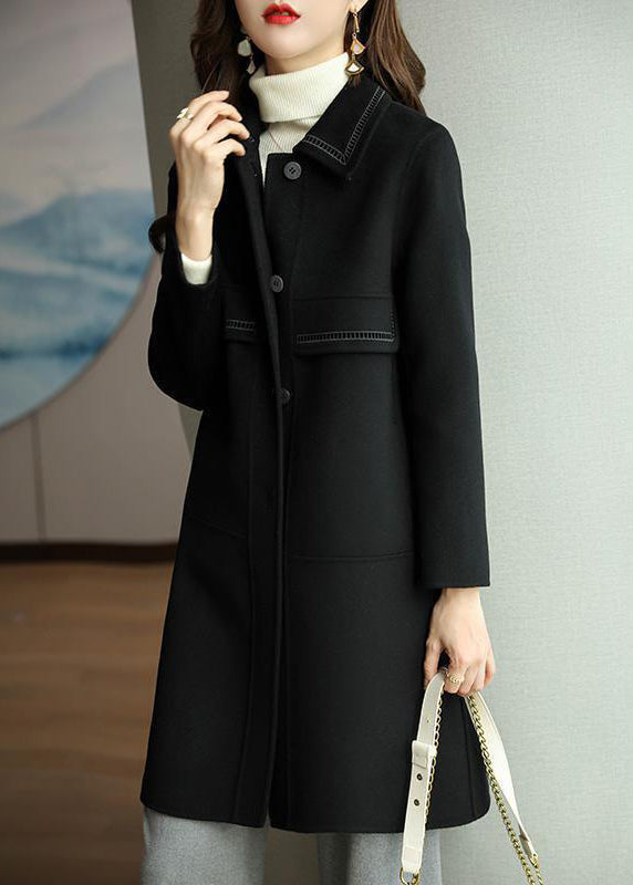 Drune | Patchwork Wolltrenchcoats Umlegekragen Knopfverschluss