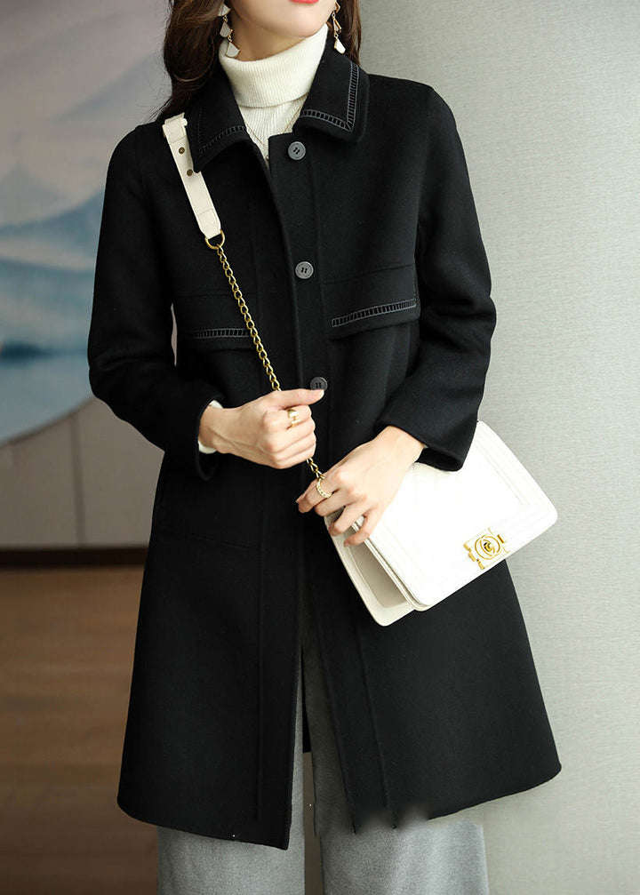 Drune | Patchwork Wolltrenchcoats Umlegekragen Knopfverschluss