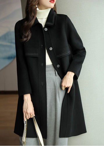 Drune | Patchwork Wolltrenchcoats Umlegekragen Knopfverschluss
