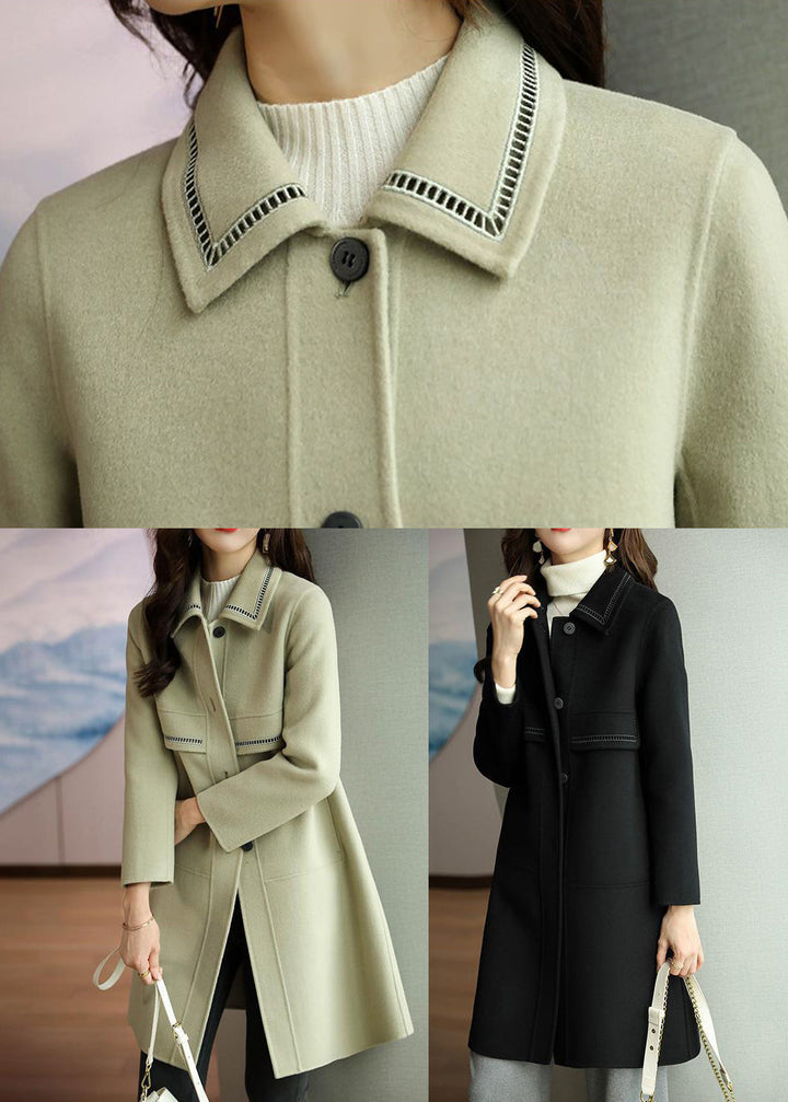 Drune | Patchwork Wolltrenchcoats Umlegekragen Knopfverschluss