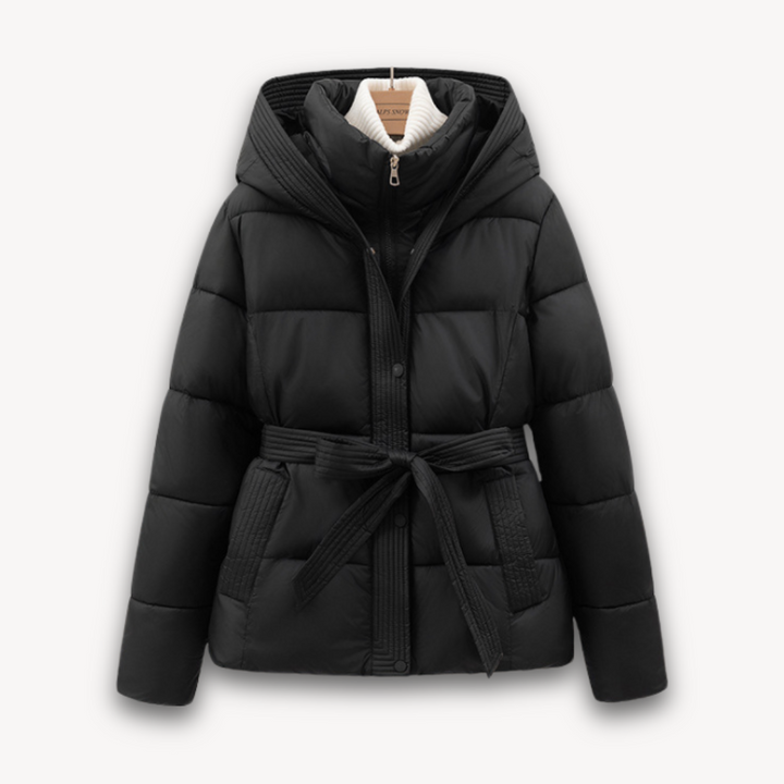 Drune | Damen Pufferjacke mit Kapuze und Gürtel