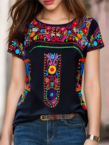 Drune | Ethisches T-Shirt mit Blumenmuster