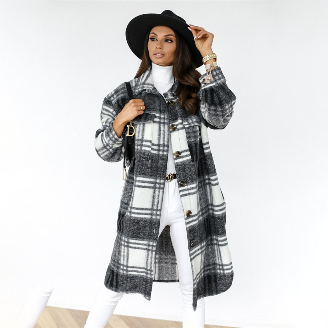 Drune | lange Winterjacke Damen - stylische Jacke mit Knöpfen