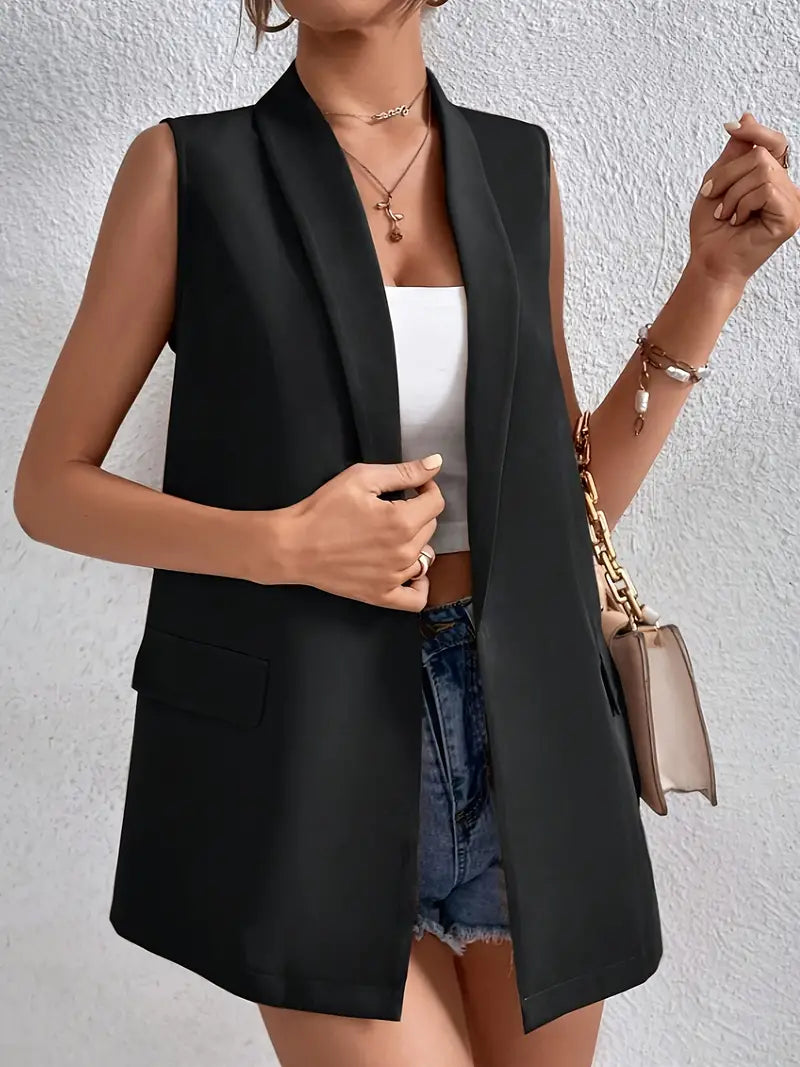 Drune | Eleganter Lockere Ärmelloser Blazer für Das Büro