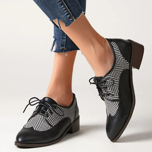 Drune | Gestreifte Schnürschuhe Aus Leder Für Damen
