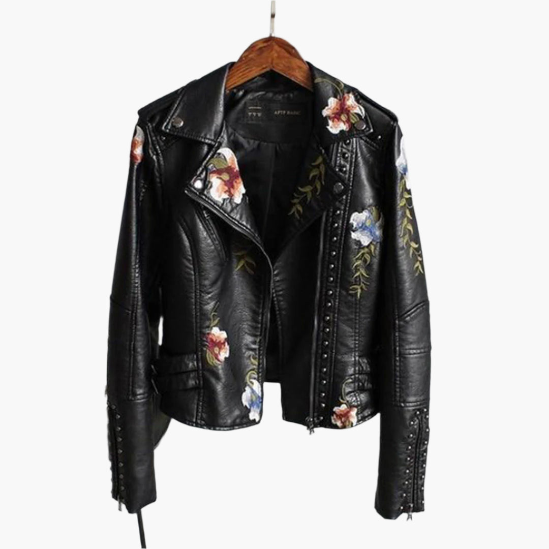 Drune | Bikerjacke Mit Blumenmuster Für Damen - Kurz
