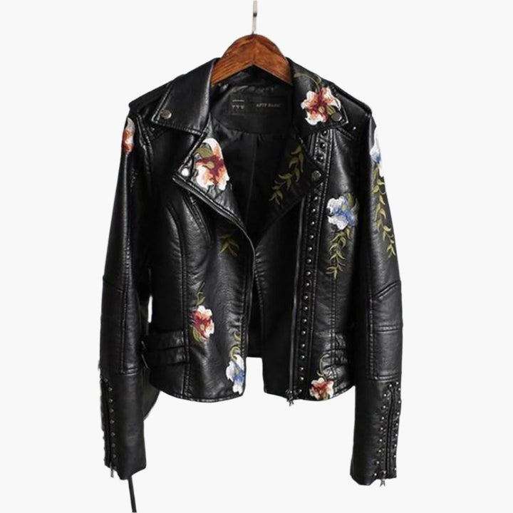 Drune | Bikerjacke Mit Blumenmuster Für Damen - Kurz