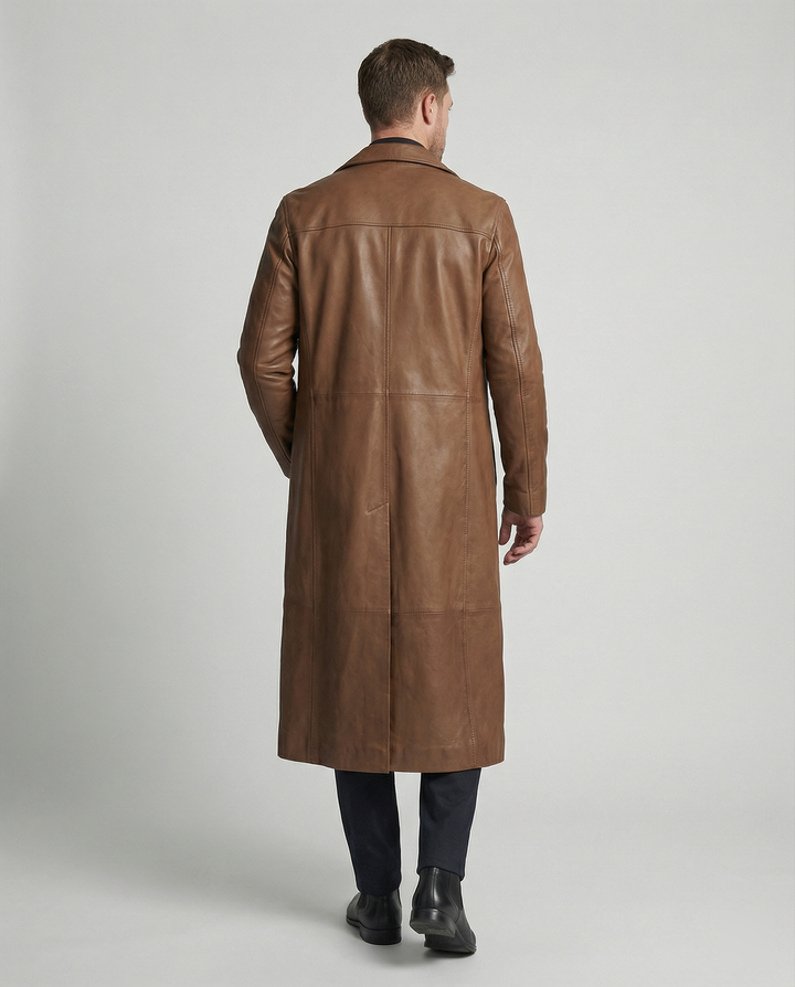 Herren Kunstleder Wintermantel mit Warmem Futter & Winddicht | Drune