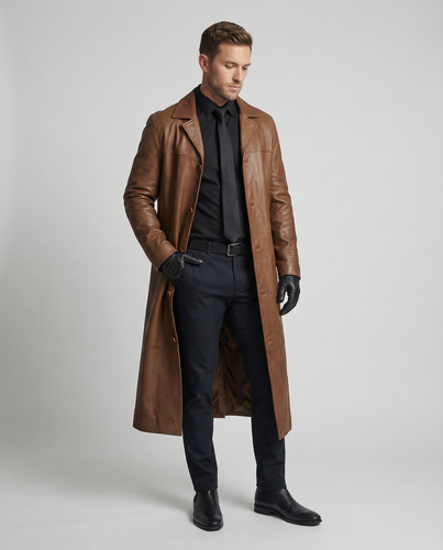 Herren Kunstleder Wintermantel mit Warmem Futter & Winddicht | Drune