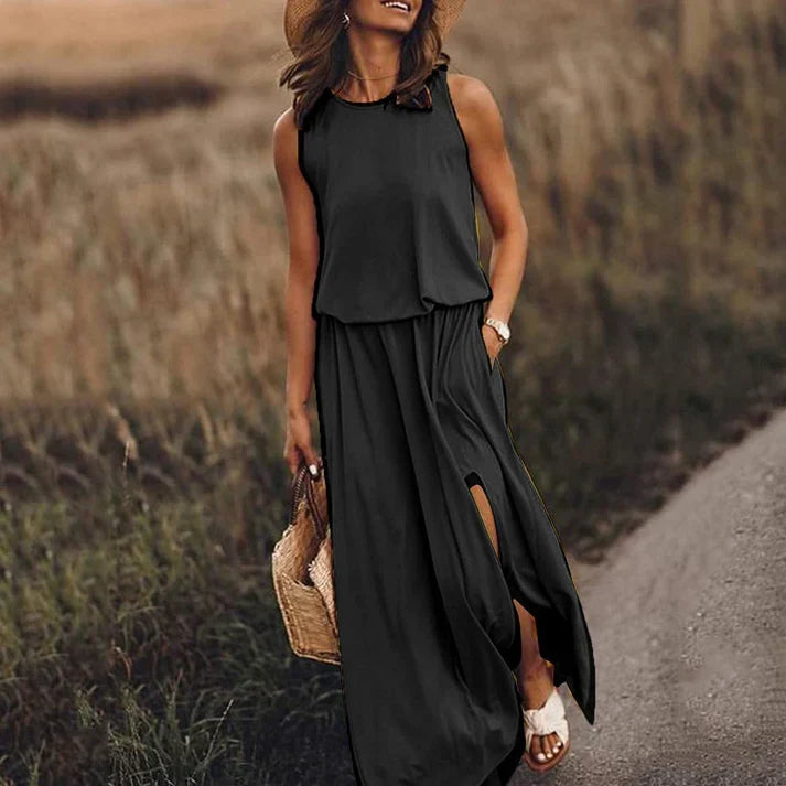 Drune – entspanntes weißes maxikleid