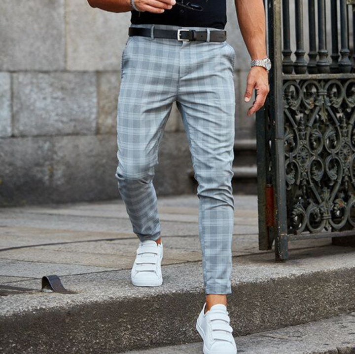 Drune | Karohose Slim Fit - Elegante Anzughose mit Stretch für Business, Streetstyle & Alltag