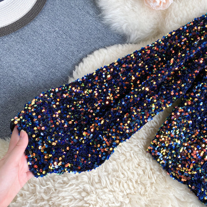 Drune | Glitzerndes Top mit einem Schulterträger