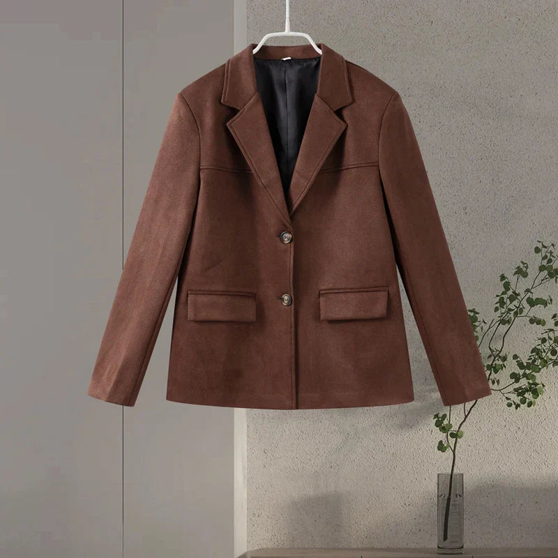 Drune | Braun Wildlederreversjacke für Damen für Den Herbst
