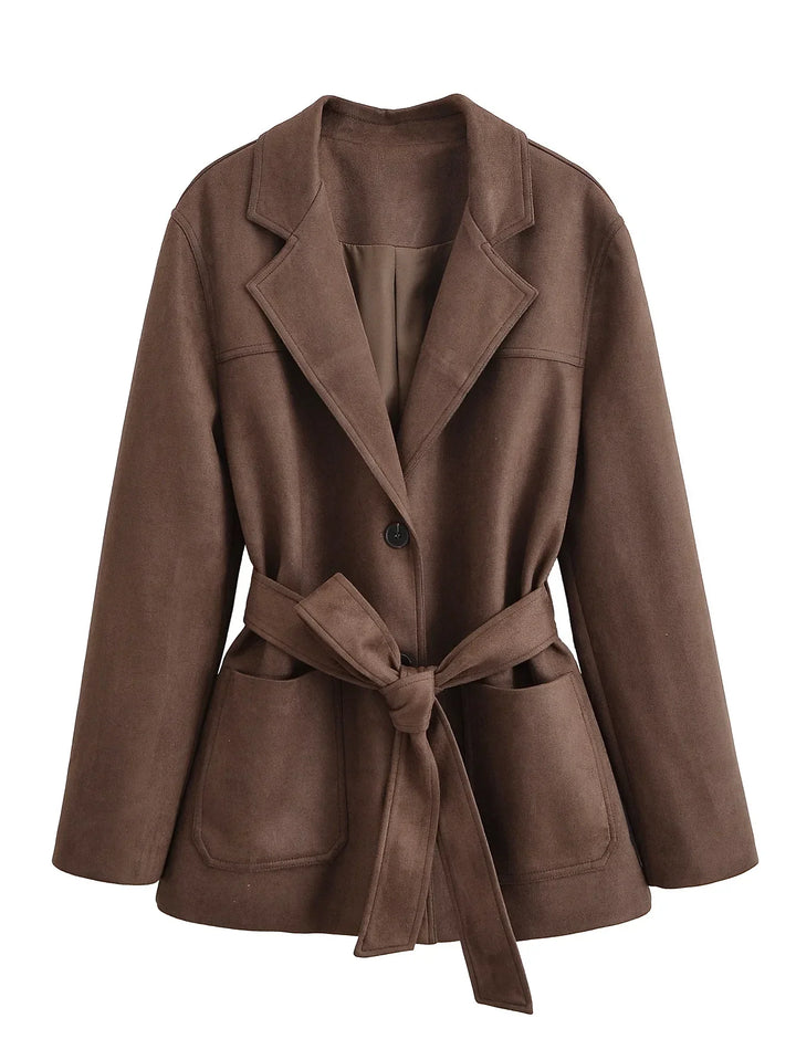 Drune | Braun Wildlederreversjacke für Damen für Den Herbst