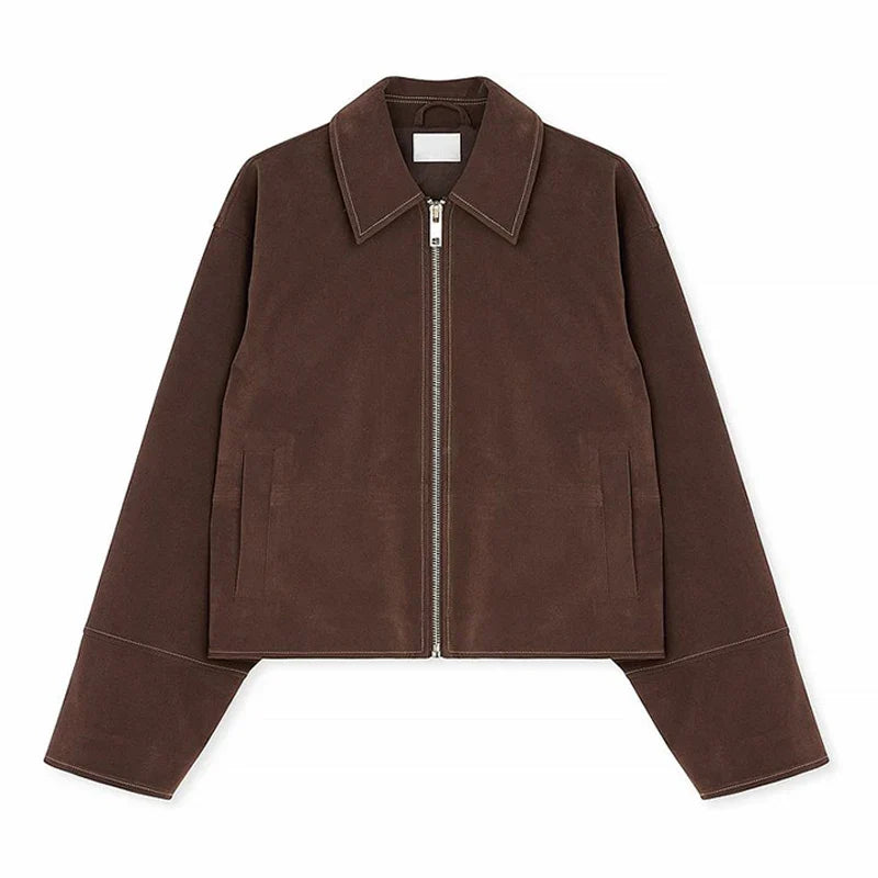 Drune | Braun Wildlederreversjacke für Damen für Den Herbst