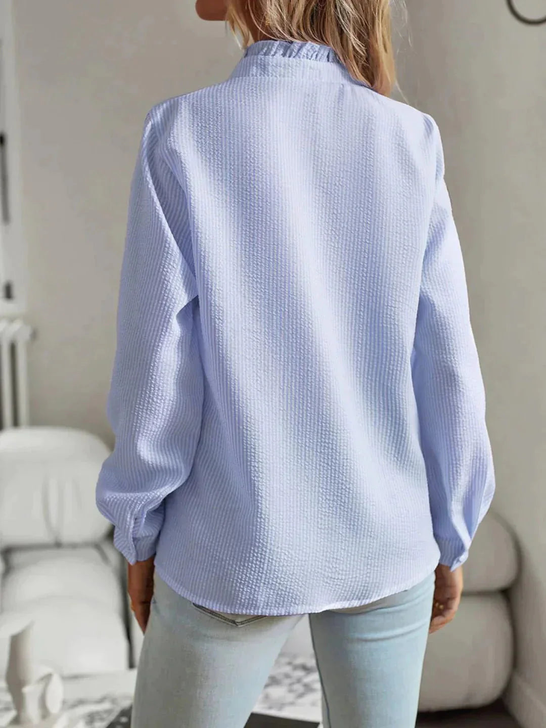Drune | Rüschen Lange Ärmel Gestreift Button up Damen Button up Hemden
