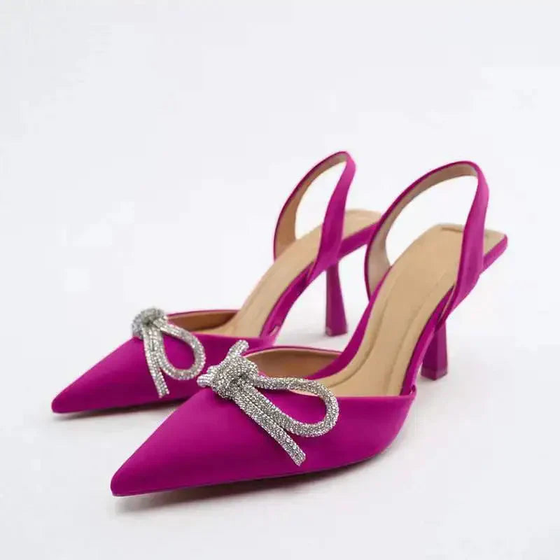 Drune | Blaue Damen Muellerschuhe Baotou Schleife Spitz High Heels Sommermode Hundert Sexy Damen Sandalen Schuhe Sandalen Hohe Absätze