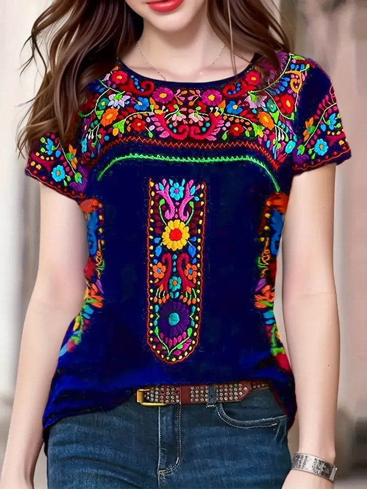 Drune | Ethisches T-Shirt mit Blumenmuster