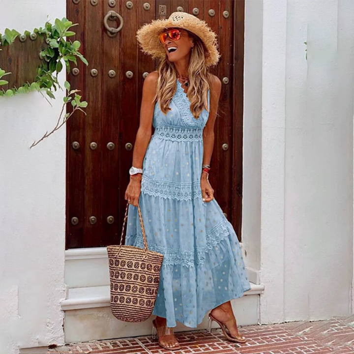 Drune - Besticktes ärmelloses langes Kleid